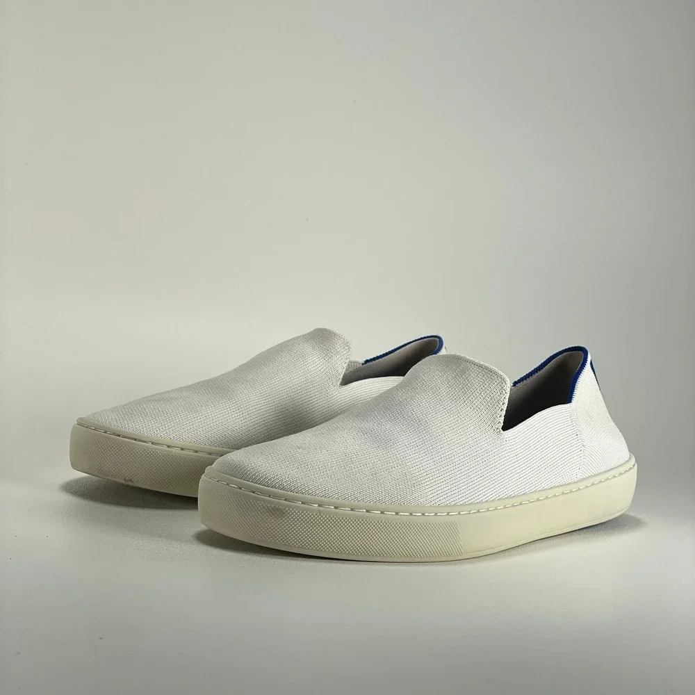 Rothy's The Original Slip-On Sneakers‎ Womens 10.5 White Knit Casuap Preppy